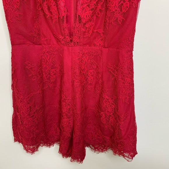 NBD Red Lace Romper sz XS - Picture 4 of 7